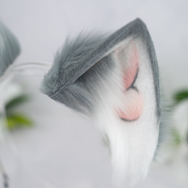 Grey cat ears