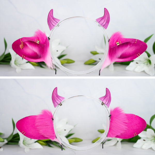 Pink cow ears with Piercings