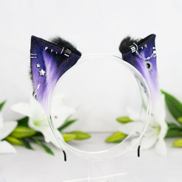 Purple kitten ears with Piercings