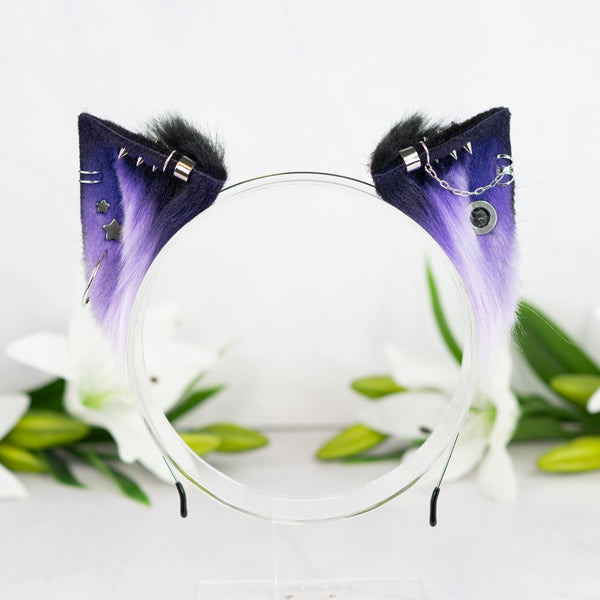 Purple kitten ears with Piercings