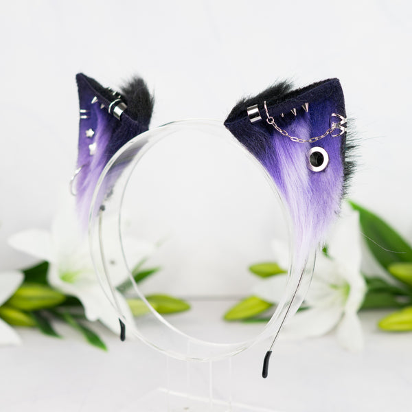 Purple kitten ears with Piercings