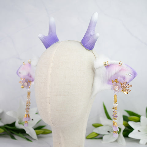 Lilac Blossom Deer ears with antlers