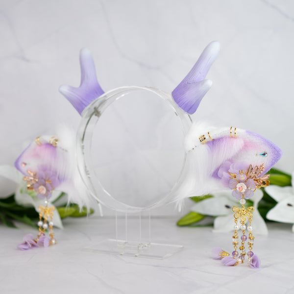 Lilac Blossom Deer ears with antlers