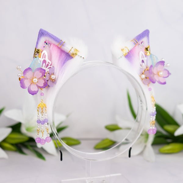 Lilac flower cat ears