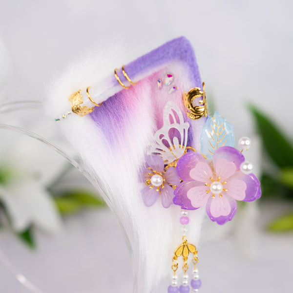 Lilac flower cat ears