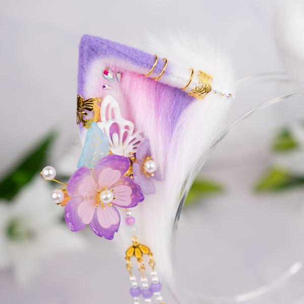 Lilac flower cat ears