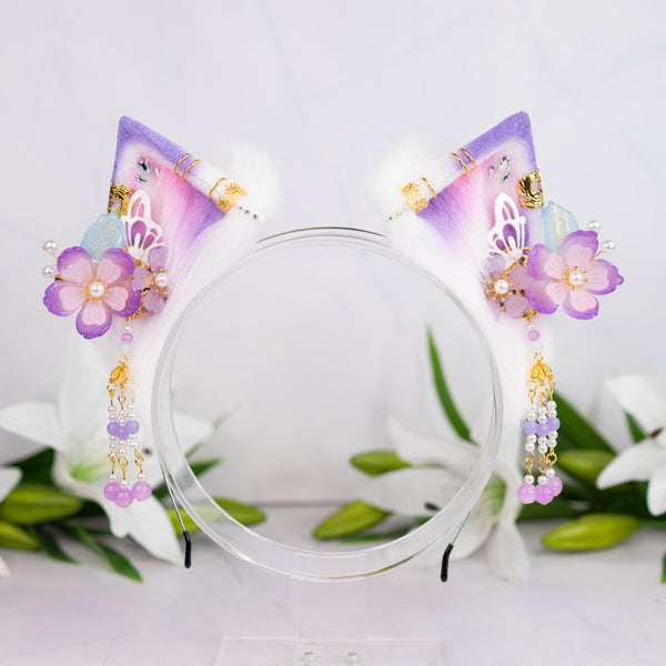 Lilac flower cat ears