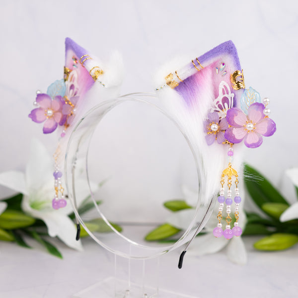 Lilac flower cat ears