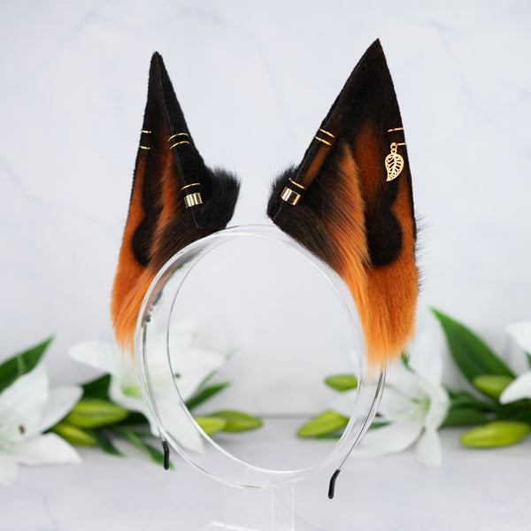 Melanistic fox ears with Piercings