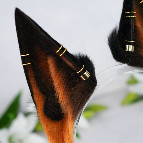 Melanistic fox ears with Piercings