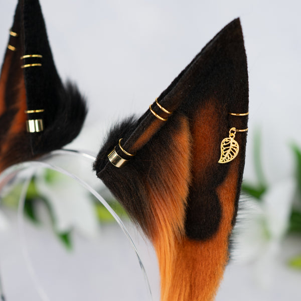 Melanistic fox ears with Piercings