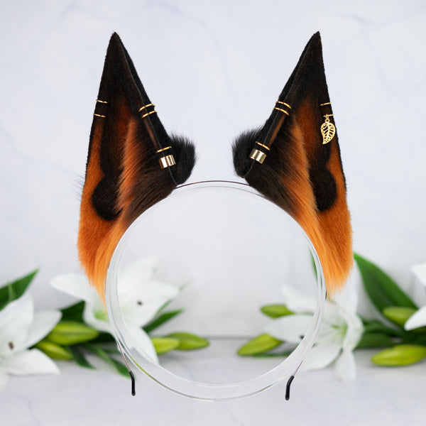 Melanistic fox ears with Piercings