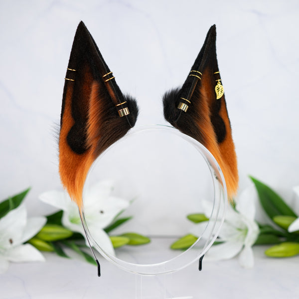 Melanistic fox ears with Piercings