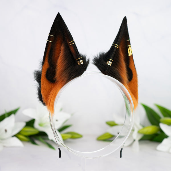 Melanistic fox ears with Piercings