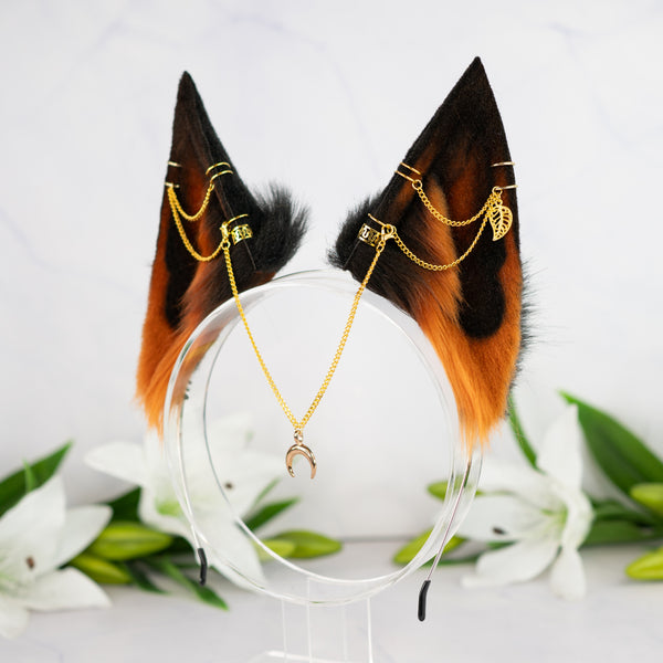 Melanistic fox ears with Chains and Piercings