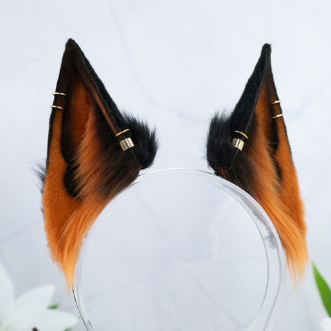 Melanistic fox ears with Piercings