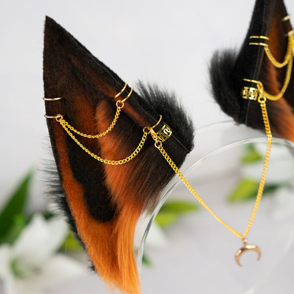 Melanistic fox ears with Chains and Piercings