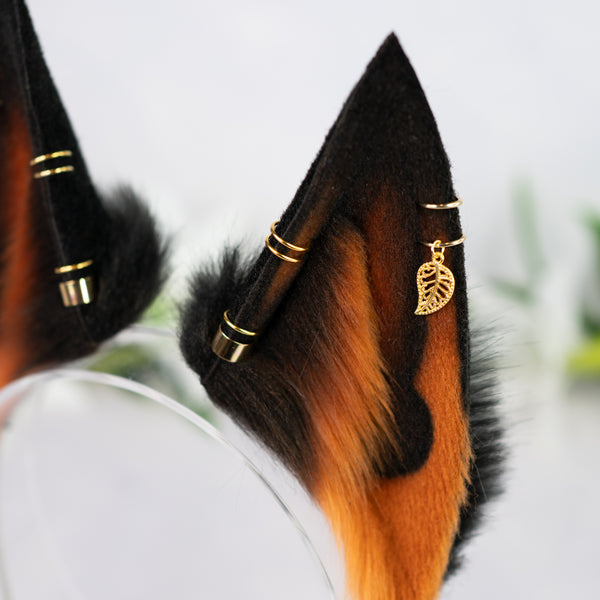 Melanistic fox ears with Piercings