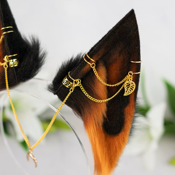 Melanistic fox ears with Chains and Piercings