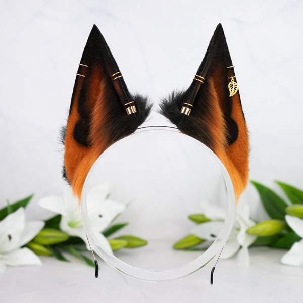 Melanistic fox ears with Piercings
