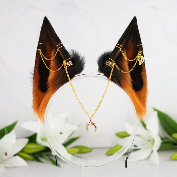Melanistic fox ears with Chains and Piercings
