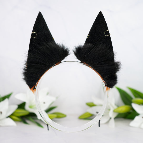 Melanistic fox ears with Piercings