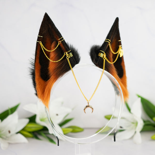 Melanistic fox ears with Chains and Piercings