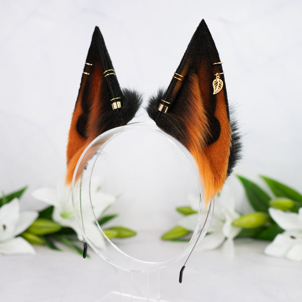 Melanistic fox ears with Piercings