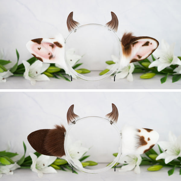 Mismatched cow ears - Brown (1)