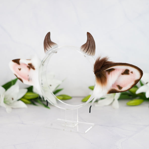 Mismatched cow ears - Brown (1)