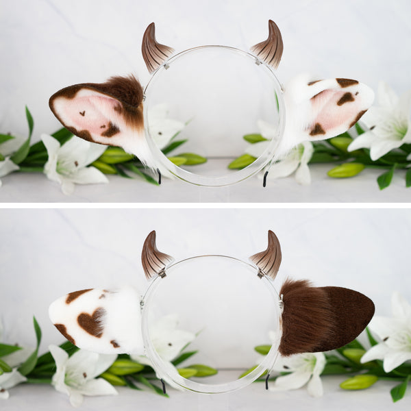 Mismatched cow ears - Brown (2)