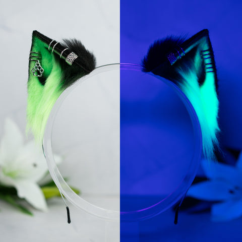 Neon (UV) kitten ears (green)