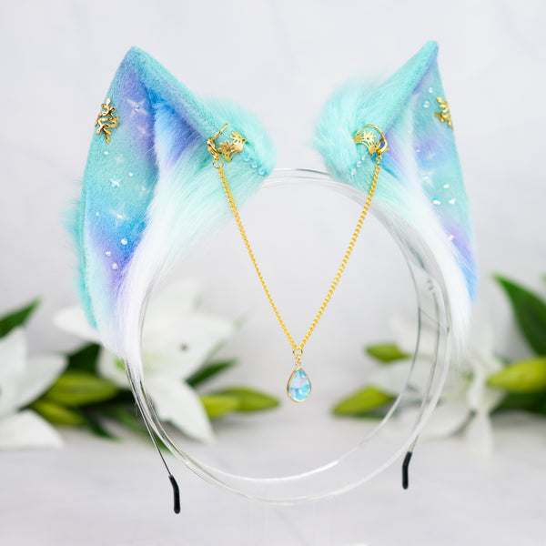 Pastel galaxy cat ears (Turquoise/lilac/blue)