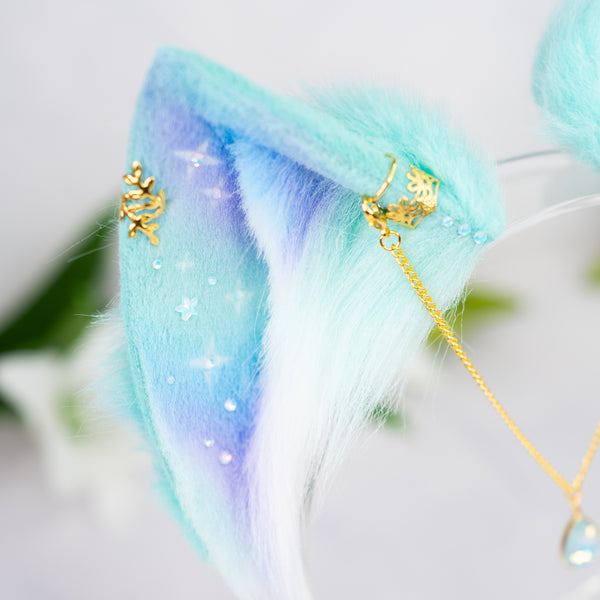 Pastel galaxy cat ears (Turquoise/lilac/blue)