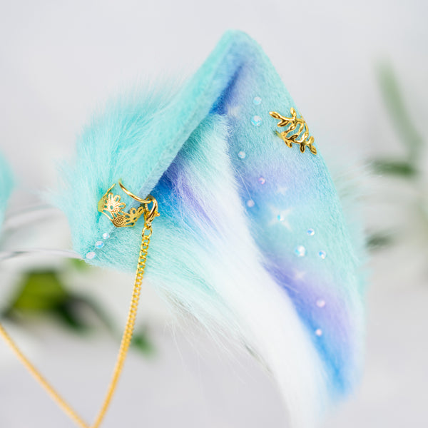 Pastel galaxy cat ears (Turquoise/lilac/blue)