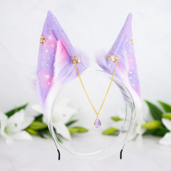 Pastel galaxy fox ears (Lilac/pink)