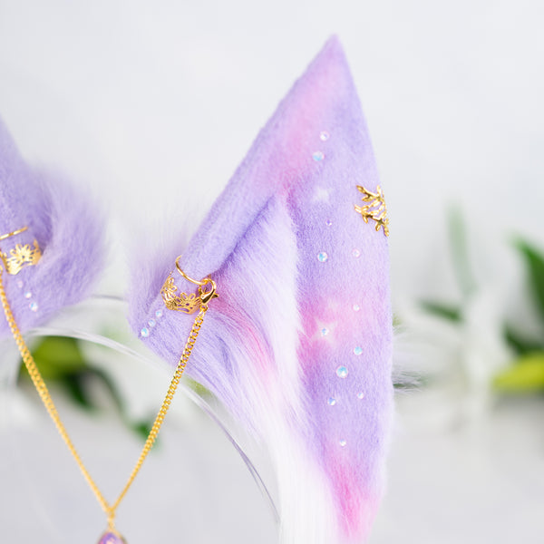 Pastel galaxy fox ears (Lilac/pink)