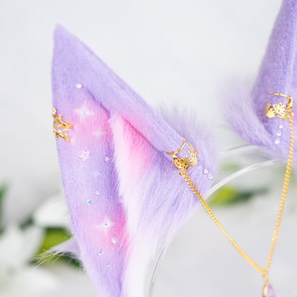 Pastel galaxy fox ears (Lilac/pink)