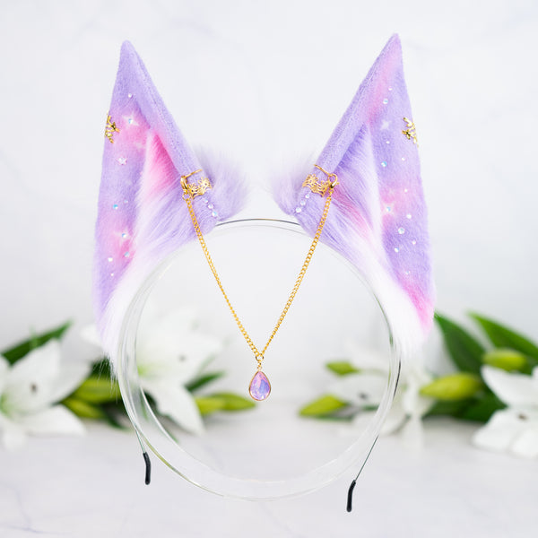 Pastel galaxy fox ears (Lilac/pink)