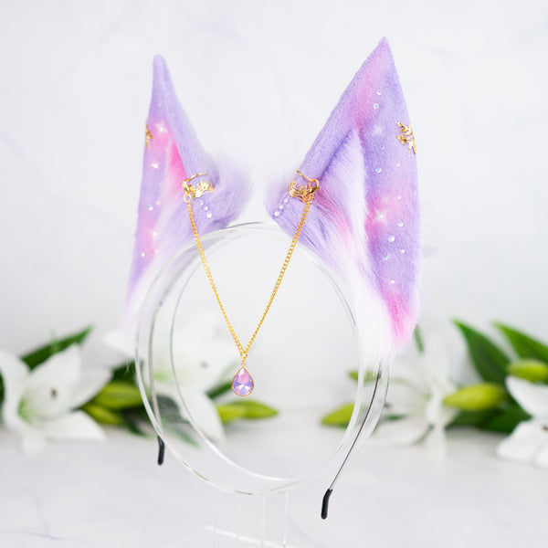 Pastel galaxy fox ears (Lilac/pink)