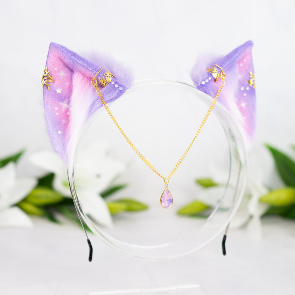 Pastel galaxy kitten ears (Lilac/pink)
