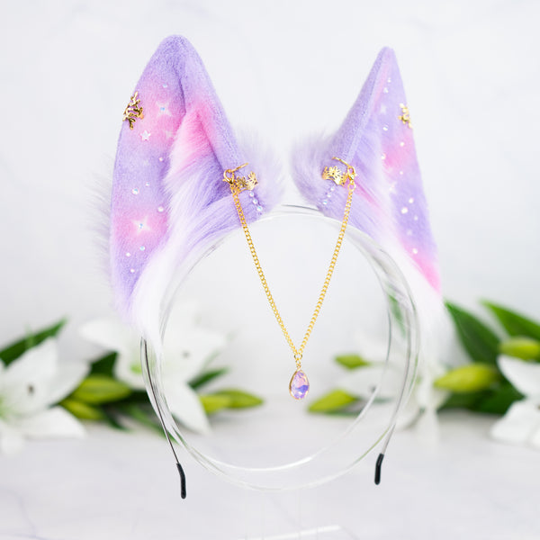 Pastel galaxy wolf ears (small) (Lilac/pink)