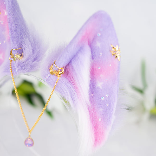 Pastel galaxy wolf ears (small) (Lilac/pink)