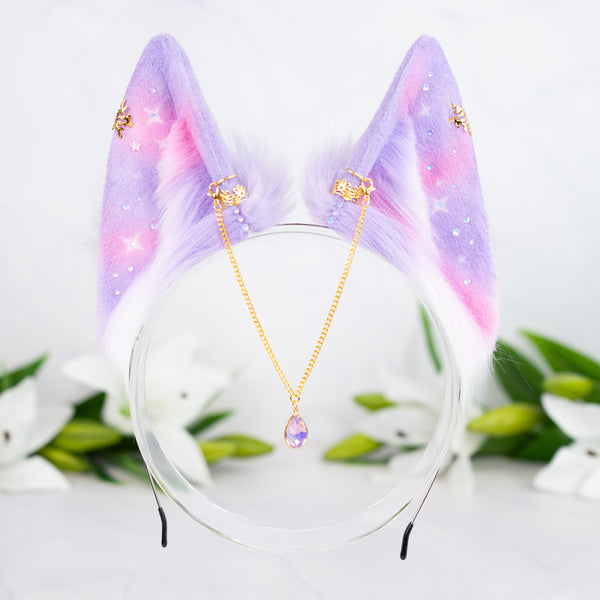 Pastel galaxy wolf ears (small) (Lilac/pink)