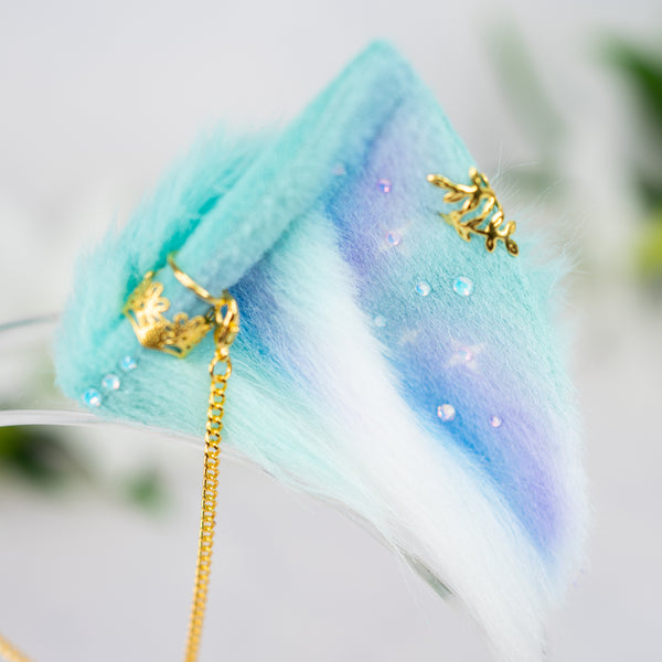 Pastel galaxy kitten ears (Turquoise/lilac/blue)