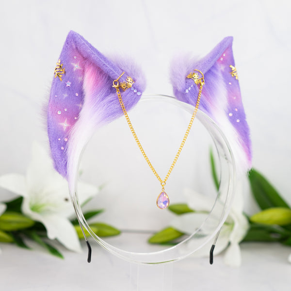 Pastel galaxy cat ears (Lilac/pink)