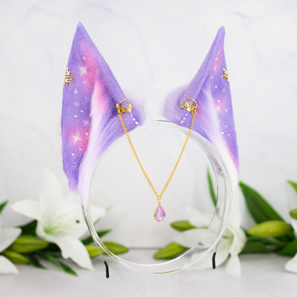 Pastel galaxy fox ears (Lilac/pink)
