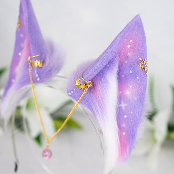 Pastel galaxy fox ears (Lilac/pink)