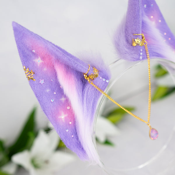 Pastel galaxy fox ears (Lilac/pink)