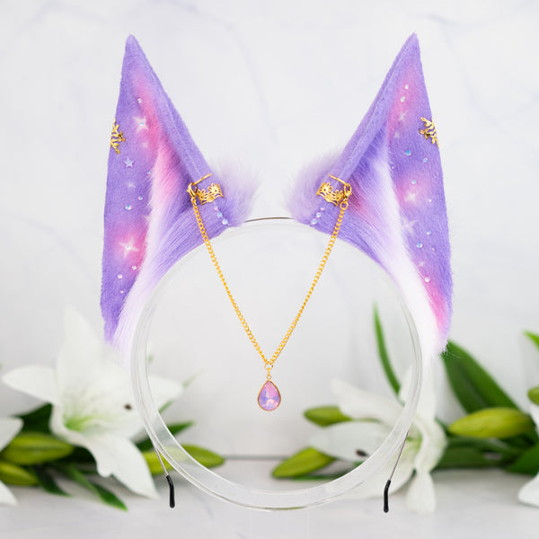 Pastel galaxy fox ears (Lilac/pink)